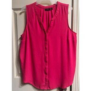 Apt. 9 Essentials Women’s Large Hot Pink Sleeveless Chiffon Blouse High Low Hem